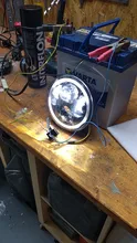 Faro LED de Ojos de Ángel, Halo negro de 5,75 pulgadas, para Harley Sportster 1200, 883, calle 500, 750, proyector redondo de 5-3/4 pulgadas
