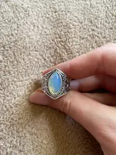 Anillos de cristal de curación grande Tibetano para mujer, joyas de piedra lunar indio antiguo bohemio, joyería fina, regalos para chicas