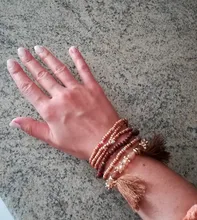 3-4 unids/set moda multicapa cuentas de piedra de cristal encantos borla Pulseras y brazaletes Pulseras Mujer pulsera Boho para Mujer regalo