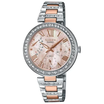 

Casio Ladies Original Steel Women Watches Fashion Luxury 50m waterproof Quartz Swarovski Watch Women Sheen Casio SHE-3043BSG