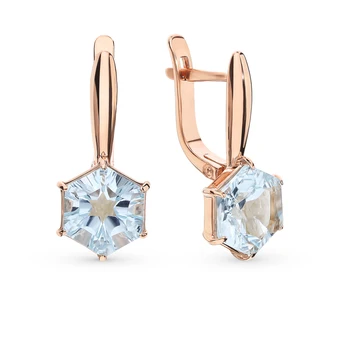 Gold earrings with Topaz sunlight sample 585 
Gold earrings with Topaz sunlight sample 585