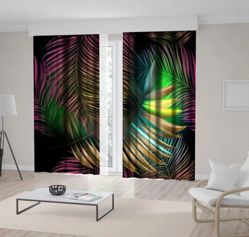 Curtain Palm Leaves with Colorful Neon Glow Decorative Modern Artwork Printed Gold Green Purple Black
Curtain Palm Leaves with Colorful Neon Glow Decorative Modern Artwork Printed Gold Green Purple Black