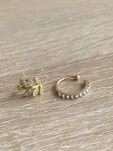 Pendiente de Clip de hoja de oro para mujer, sin Piercing, Puck Rock, Vintage, cristal, joyería