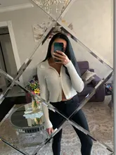 NCLAGEN-suéteres con cremallera para Mujer, suéteres con cremallera negra, Tops cortos, cárdigan de manga larga con cuello vuelto, suéteres de abrigo de Mujer 2019