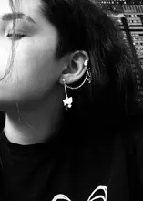 Pendientes de Clip de mariposa Punk para adolescentes, mujeres y hombres, aretes de aleación de Zinc, Joyería Moderna, aretes de cadena Retro Vintage de Metal