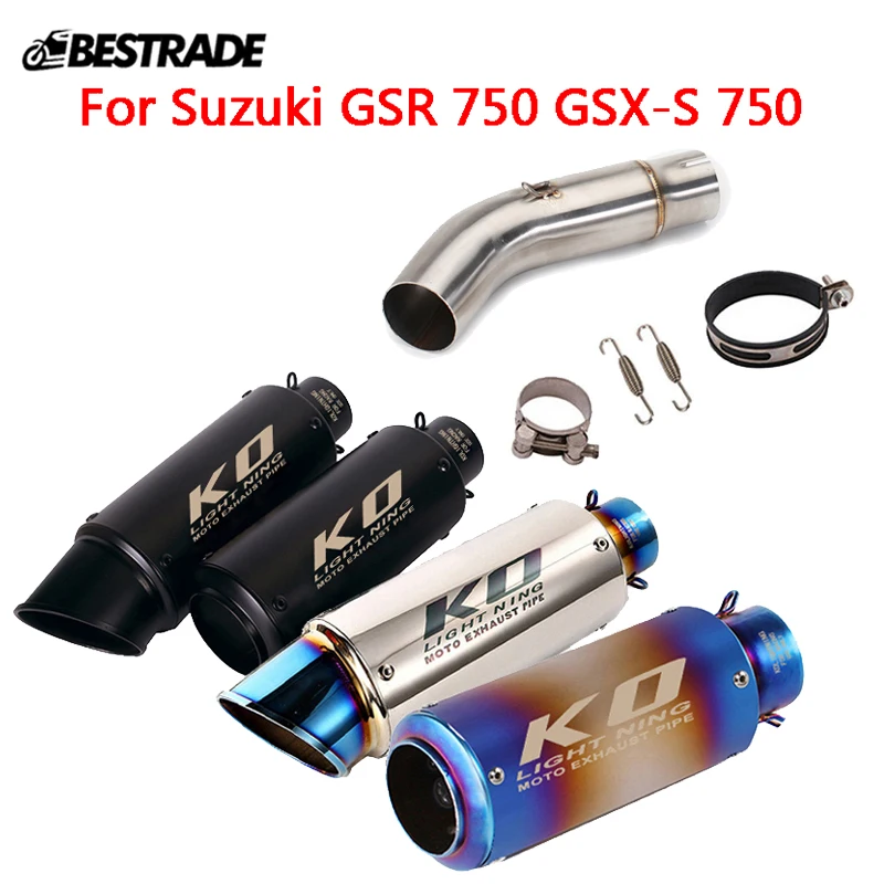 

Exhaust System For Suzuki GSR 750 GSX-S 750 All Year Exhaust Muffler Tips 51mm Slip On Middle Link Connect Pipe Stainless Steel