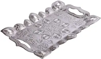 DEMMEX Turkish Ottoman Engraved Coffee Tea Serving Rectangular Metal Tray for 6, 15.5"x11" (Silver)
DEMMEX Turkish Ottoman Engraved Coffee Tea Serving Rectangular Metal Tray for 6, 15.5"x11" (Silver)