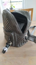 Mochila de piel sintética con remaches para mujer, morral escolar con remaches Preppy, pequeña, para viaje, 2019
