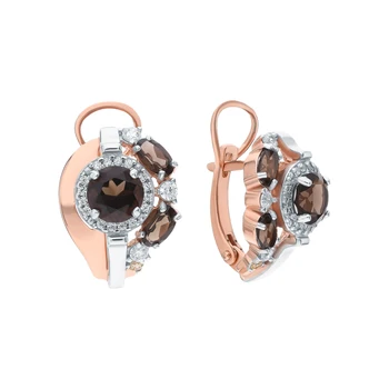 Silver earrings with cubic zirconia and quartz smoky sunlight sample 925
Silver earrings with cubic zirconia and quartz smoky sunlight sample 925