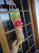 Jaula tejida de bambú colgante para pájaros, accesorios con trituradora de bolas de ratán, Columpio de formayores para loros