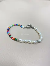 Pulseras coloridas cuentas de semillas para mujer, brazaletes bohemios de perlas ovaladas, joyería de playa, regalos de fiesta, L181
