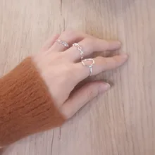 ¡Venta al por mayor! Anillos Foxanry de Plata de Ley 925 con cara sonriente para mujer, cadena creativa y sencilla, regalos geométricos para fiestas