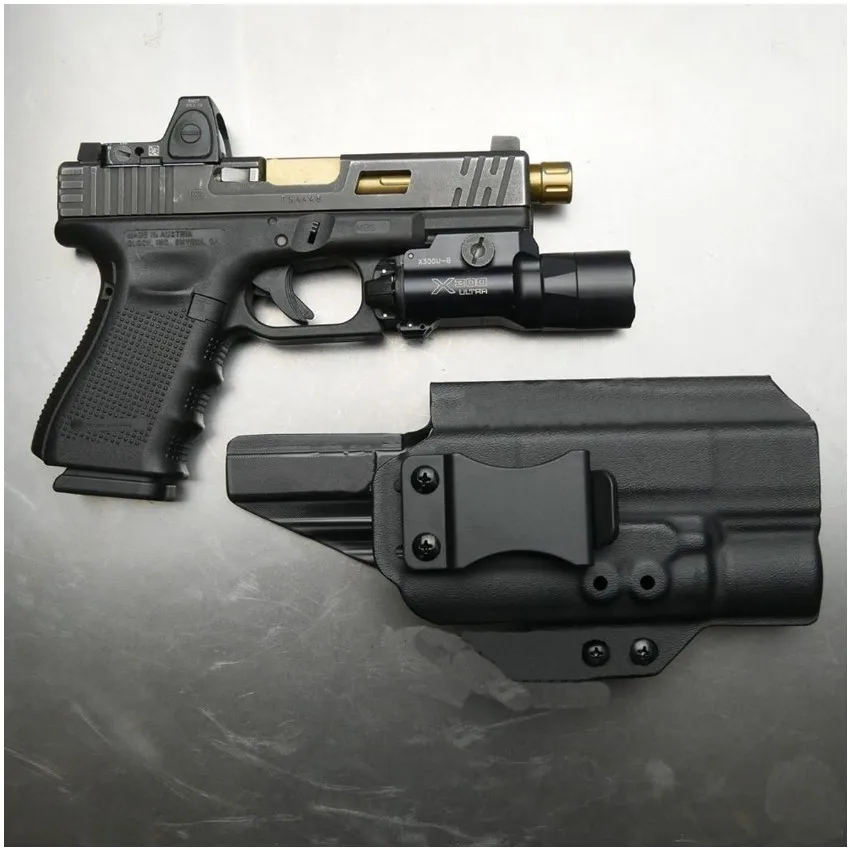 

Inside The Waistband kydex IWB Holster For Glock G17 G19 G25 G34 G22 G45 with Surefire X300 Ultra X300U-B Flashlight 500 lumens