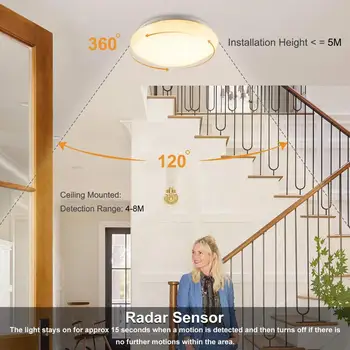 LED Radar Induction Ceiling Light 12W warm white Ceiling lamp Motion Sensor Surface Mounted for garage passway entrance Stairs
LED Radar Induction Ceiling Light 12W warm white Ceiling lamp Motion Sensor Surface Mounted for garage passway entrance Stairs