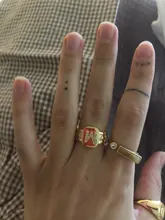 2021 de moda Hiphop ajustable de oro de 14k zirconia chapado AAA A-Z carta anillo reloj cuadrado declaración inicial de oro anillos para las mujeres