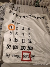Manta de Milestone para crecimiento mensual de bebé, fondo con patrón de dibujos animados, toalla de memoria