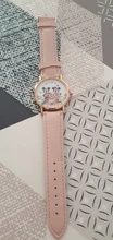 Zegarki-reloj de cuarzo con dibujos animados para mujer, nuevo accesorio de pulsera de cuero rosa con ratón