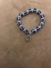 De moda de Color de plata azul de mal de ojo Hamsa la mano de Fátima Palm pulseras para las mujeres de la pulsera del encanto de estilo étnico joyería hecha a mano