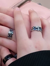 Anillo Vintage con patrón de flores y estrellas para mujer y hombre, sortija de varias tallas, estilo Retro Punk, Hip Hop, para fiesta nocturna, anillo del Club