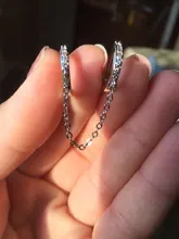 Plata esterlina 925 1PC doble orificio de oreja cúbico pendiente del aro zirconia oído de la joyería para las mujeres, regalo de S-E1030