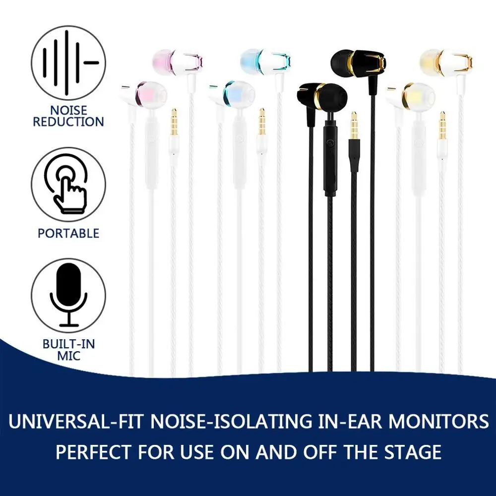 Wired Earphone 3.5mm Earbuds Electroplating Bass Stereo In-ear Sport Gaming Music Headphone Headset With Mic For Android iOS
Wired Earphone 3.5mm Earbuds Electroplating Bass Stereo In-ear Sport Gaming Music Headphone Headset With Mic For Android iOS