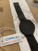 CRRJU-reloj de pulsera de acero para hombre, de marca superior, informal, de malla delgada, deportivo, de cuarzo, resistente al agua, negro, 2150