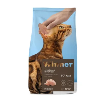 Winner полнорационный dry food for adult cats all breeds, chicken, 10 kg.
Winner полнорационный dry food for adult cats all breeds, chicken, 10 kg.