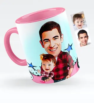 Personalized Dad Girl Caricature Of Pink Mug cup-3 
Personalized Dad Girl Caricature Of Pink Mug cup-3