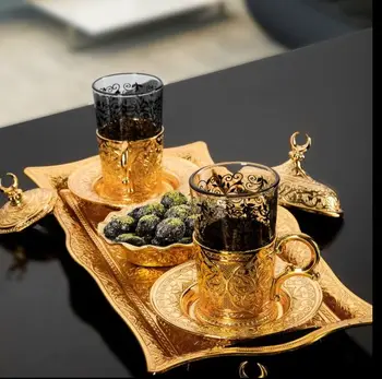 Turkish Tea set Gold Plated Gold pattern Coated Handmadewo-personality ten piece Turkish Tea Set and rectangular tray
Turkish Tea set Gold Plated Gold pattern Coated Handmadewo-personality ten piece Turkish Tea Set and rectangular tray