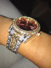 ALLICEONYOU-relojes de circonia cúbica, pulsera de diamantes de alta calidad, de acero inoxidable, Color oro nuevo y plateado, a la moda, Hip Hop, para regalo