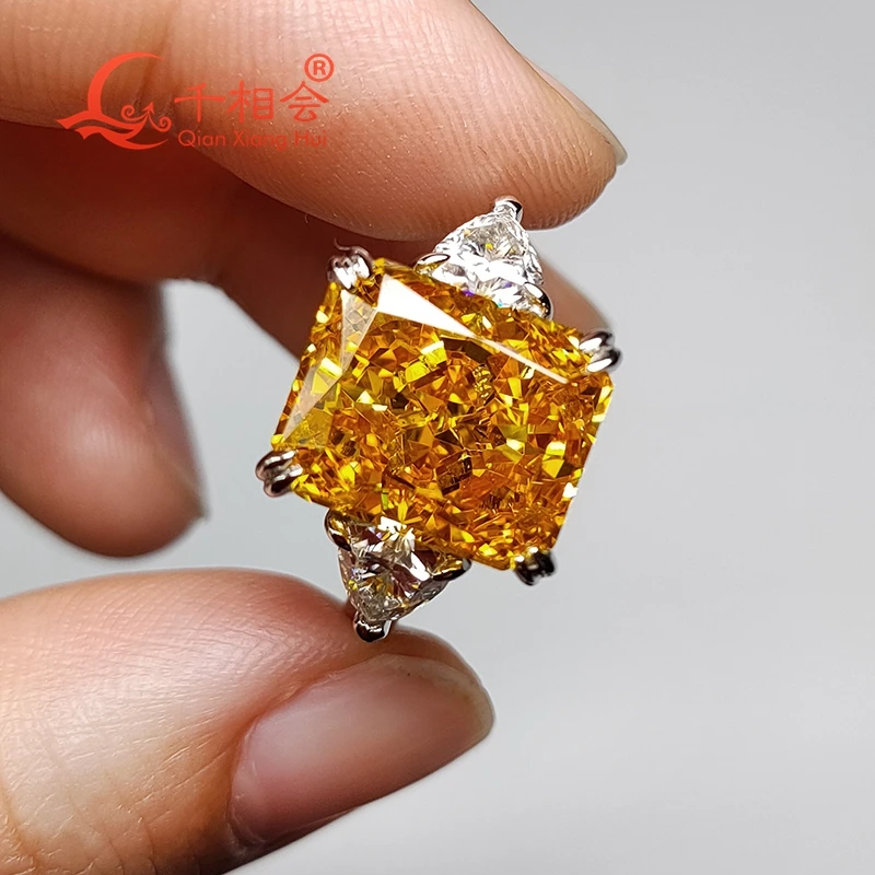 Yellow color10*12mm radiant ice cut cubic zircon stone moissanite trillion band 925 Sterling Silver Ring Jewelry Engagement
Yellow color10*12mm radiant ice cut cubic zircon stone moissanite trillion band 925 Sterling Silver Ring Jewelry Engagement