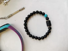 Abalorios de piedra negra de 8mm para Hombre y mujer, pulsera de constelación de 12 pares, pulsera Masculina, joyería para Hombre