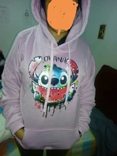 Sudaderas con capucha de Stitch de Disney para mujer, suéteres Harajuku, Tops Kawaii informales con cuello redondo, Sudadera con capucha con estampado de Ángel de manga larga