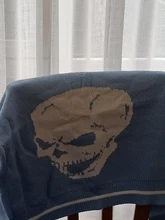 Rapcopter-suéteres Y2K para mujer, suéteres de calaveras con cuello de pico, Tops tejidos informales holgados, ropa de calle, Tops Retro, azul, otoño 2020