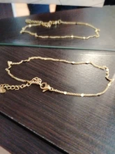 Tobillera de acero inoxidable para hombre y mujer, pulsera de tobillo Simple dorada con pie, cadena de pierna, regalo de joyería, 23,5 cm - 22cm de largo, 1 ud.