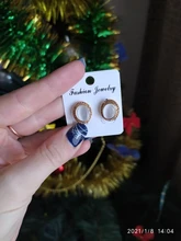 GRACE JUN-pendientes de piedra de Color dorado para mujer, aretes sin perforaciones, con Clip geométrico, joyería 2019