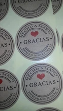 100 unids/lote Kraft Gracias español Etiquetas de Gracias pegatinas hecho a mano paquete sobre sello etiqueta Scrapbooking adhesivo de papelería