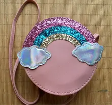Mini bolsos cruzados para Bebé y Niño, monedero con lentejuelas de arcoíris para niña, Bolso pequeño de hombro, accesorios de princesa