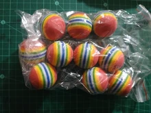 10Pcs Colorful Pet Rainbow Foam Fetch Balls Training Interactive Dog Funny Toy