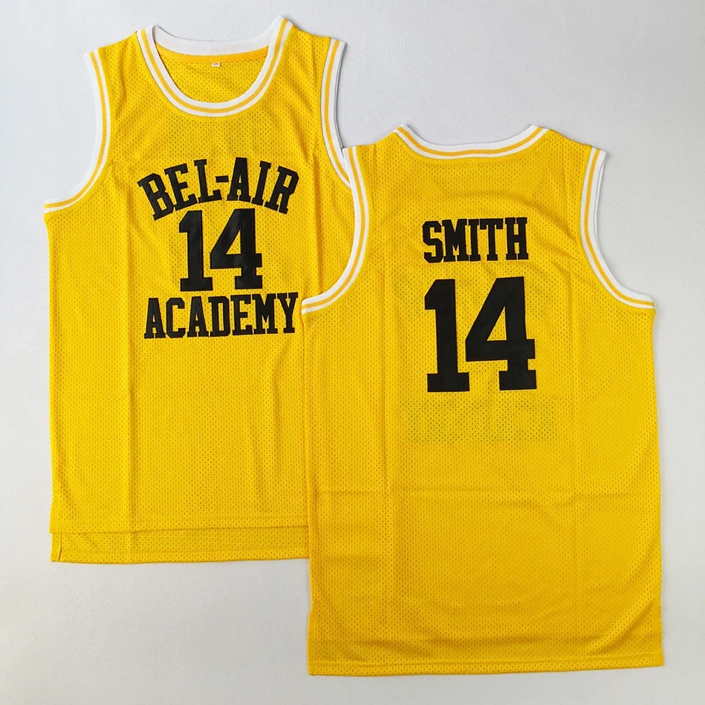 

Movie Will Smith NO.14 Bel-Air Academy Basketball Jersey NO.25 Carlton Bank Black Yellow Green Mens T Shirt Vest College Jersey