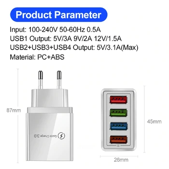 USB Charger Quick Charge 3.0 EU/US Plug For Phone Adapter Tablet Mobile Charger Fast Charger
USB Charger Quick Charge 3.0 EU/US Plug For Phone Adapter Tablet Mobile Charger Fast Charger