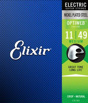 19102 optiweb electric guitar string kit, nickel plated steel, medium 11-49, Elixir
19102 optiweb electric guitar string kit, nickel plated steel, medium 11-49, Elixir