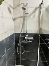 Bathroom Shelf Black Shower Storage Basket Storage Rack Adjustable Faucet