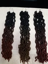 Alibaby-extensiones de pelo sintético para mujer, de 18 pulgadas pelo sintético, pelo de ganchillo suave, trenzado degradado, 18 hebras/p, hecho a mano