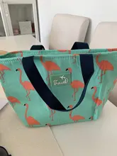 Bolsa térmica bento con dibujos divertidos para niños y mujeres, fiambrera con flamencos, caja de comida portátil para desayuno, picnic y viaje