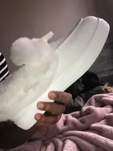 Zapatos de algodón con lazo para mujer, botas cálidas de nieve de felpa, informales, planas, cortas, peludas, de Color sólido, para invierno, novedad