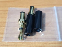 Enchufe de alimentación CC de cobre chapado en oro, 5,5x2,5/5,5x2,1/3,5x1,35mm, conector macho de CC con abrazadera de cable para soldadura, 2 uds.