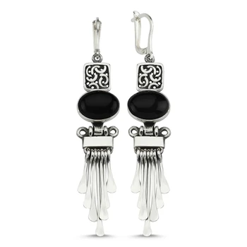 Silver 925 Sterling Onyx Gemstone Dangle Hand Handwork Earrings
Silver 925 Sterling Onyx Gemstone Dangle Hand Handwork Earrings