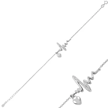 Silver 925 Sterling Zircon Heart & Heart Ritmi Bracelet
Silver 925 Sterling Zircon Heart & Heart Ritmi Bracelet