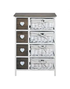 Rebecca Mobili Cupboard 4 Wooden Drawers 4 White Wicker Baskets 73x52x31 
Rebecca Mobili Cupboard 4 Wooden Drawers 4 White Wicker Baskets 73x52x31